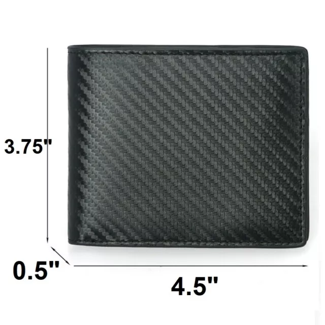 RFID Blocking Men's Carbon Fiber Leather Bifold Credit Card ID Holder Wallet US 2