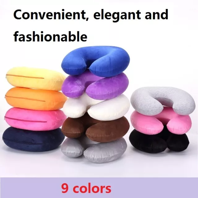 Travel U-shaped Pillow Inflatable Neck Pillow Car Head Neck Rest Air Cushion NEW