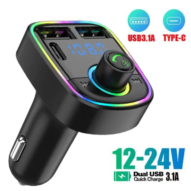 Wireless Bluetooth Car Kit FM Transmitter USB Charger P Music Audio MP3 X1K4