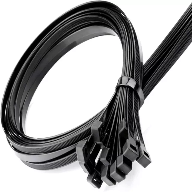 100 BULK~18" BLACK CABLE ZIP TIES Heavy Duty UV Resistant UL 6/6 Nylon