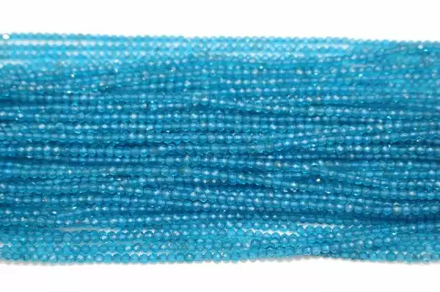 Perline di pietra preziosa 2 mm naturali neon blu apatite sfaccettate rotonde losse AAA + qualità 3