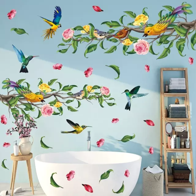 Wall Sticker Flower Decal Tree Branch Birds Vinyl Mural Art Diy Home Room Decor