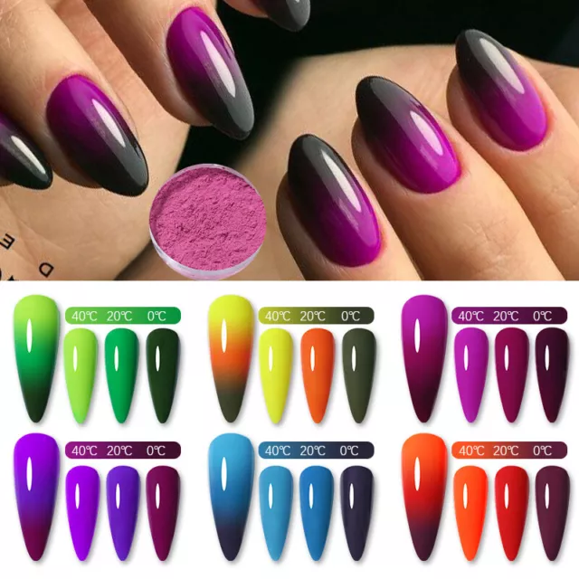1 caja de polvo de uñas 3 capas efecto de cambio de color uña colorido cromo UV G,