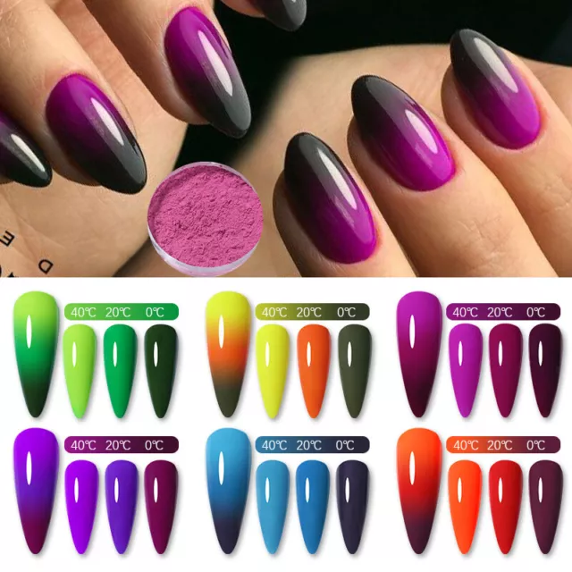 1Box Nail Powder 3-layers Color Changing Effect Nail Colorful Chrome UV Gel