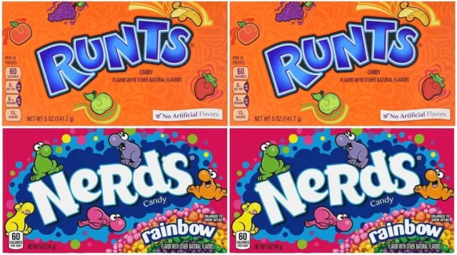 4x Runts/ Rainbow Nerds Candy Theater Box Variety Packs 141g American Sweets