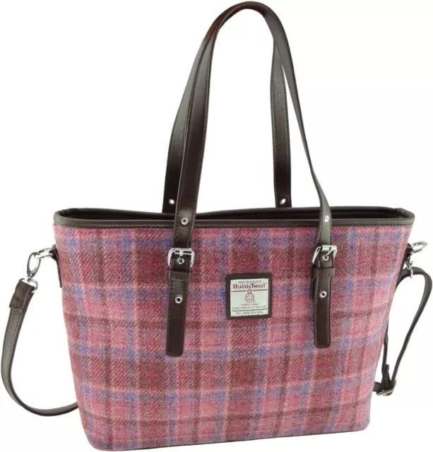 Harris Tweed Spey Pink Tartan Check Ladies Tote Grab Handbag Purse