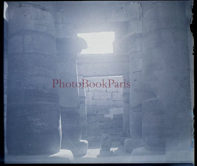 EGYPTE Archéologie c1930 Photo NEGATIVE Plaque verre Stereo Vintage V28L10n2