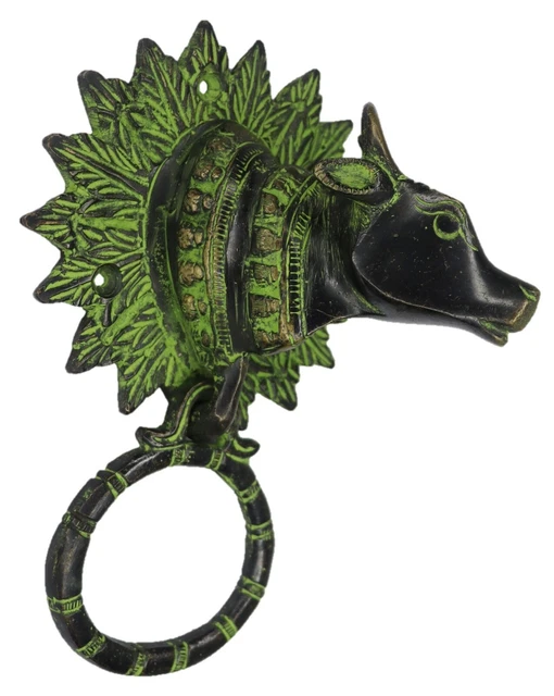 Cow Head Shape Victorian Antique Style Door Bell Handcrafted  Brass Door Knocker
