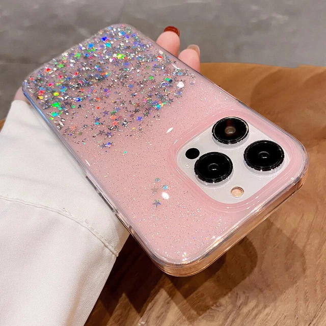 Hülle für iPhone 14 13 Pro Max 12 11 XR XS 8 7 Glitzer Silikon Handy Case Cover 9
