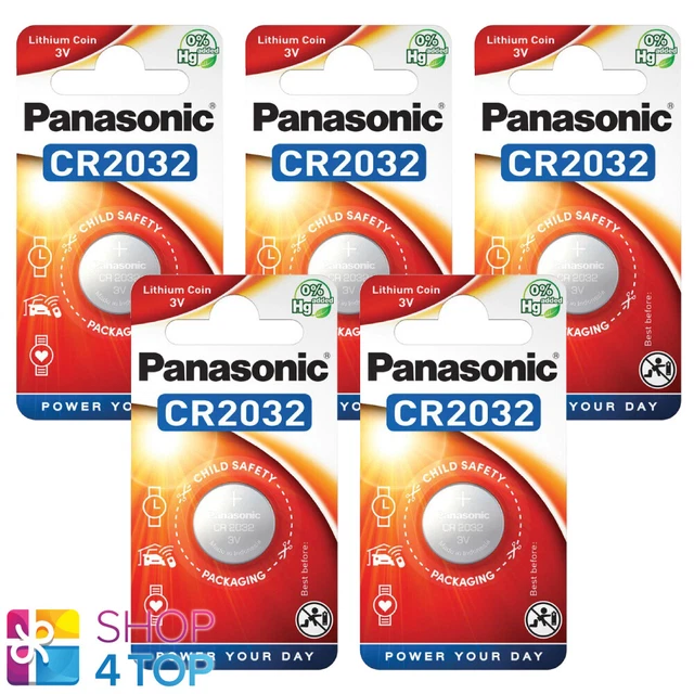 5 PANASONIC CR2032 Lithium Battery 3V Cell Coin Button 1Bl Blister Exp ...