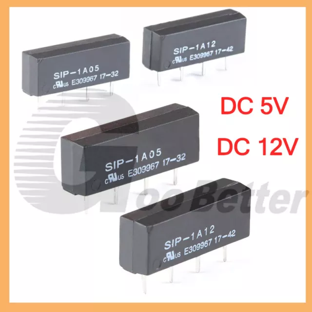 DIL Reed Relay DC 5V 12V Coil SPNO Normally Open 4 Pin / SIP-1A05 SIP-1A12