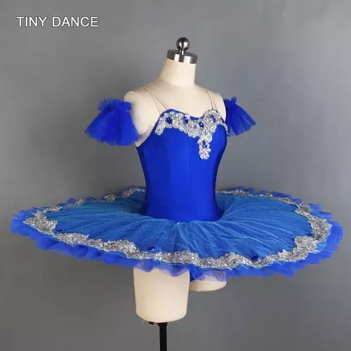 Blue Ballet Dance Pancake Tutu Stretch Bodice with Layers of Pleated Tulle Skirt 2