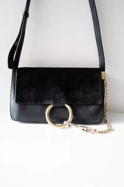 CHLOE Faye Small Suede Leather Crossbody Bag Black