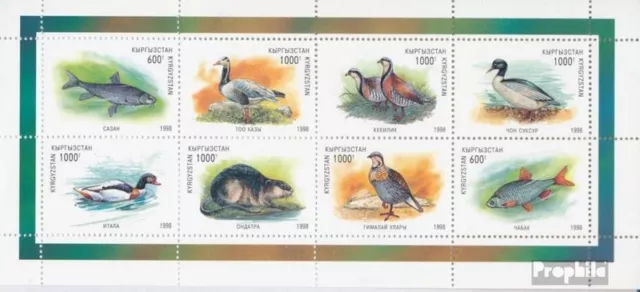 Briefmarken Kirgisistan 1998 Mi 158A-165A Kleinbogen postfrisch Vögel