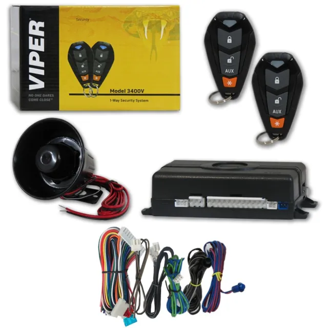 Viper 3400V  1-Way Car Alarm Vehicle Security Keyless Entry System W/ 2 Remotes
