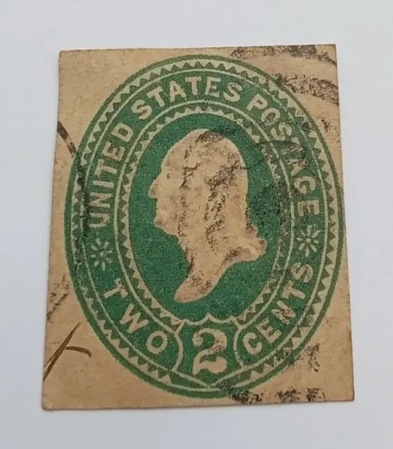 USA 1887 Washington 2c green cut square from embossed envelope