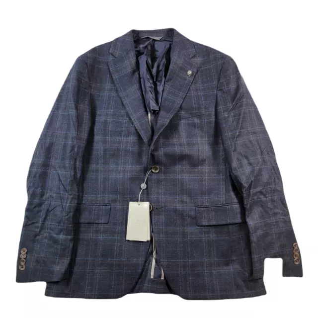 Jack Victor Midland Blue Plaid Sport Coat Mens 40S 40 Regular Fit Wool $798