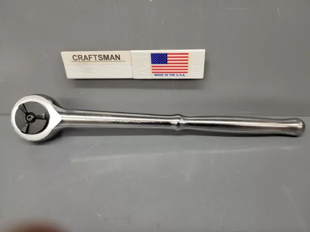 Craftsman 1/2" Drive Industrial Ratchet tri-wing Polished Round Handle 23809 USA