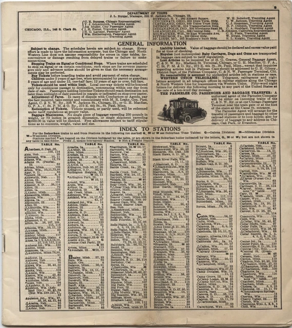 Chicago & NW Railroad Station Timetable Chicago Milwaukee St Paul RR