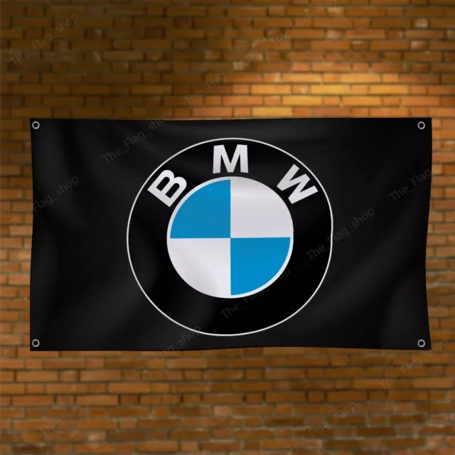 Drapeau BMW 3x5 pieds Logo voiture bannière noire Garage atelier homme...