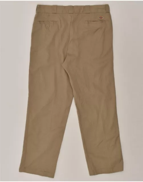 DICKIES Mens Flex Straight Chino Trousers W38 L32  Beige Cotton AQ13 2