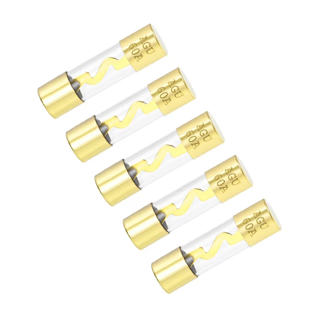 Fusibles cartouche 60A DC 12V 10x38mm Soufflage Voiture Amplifier Verre 5Pcs