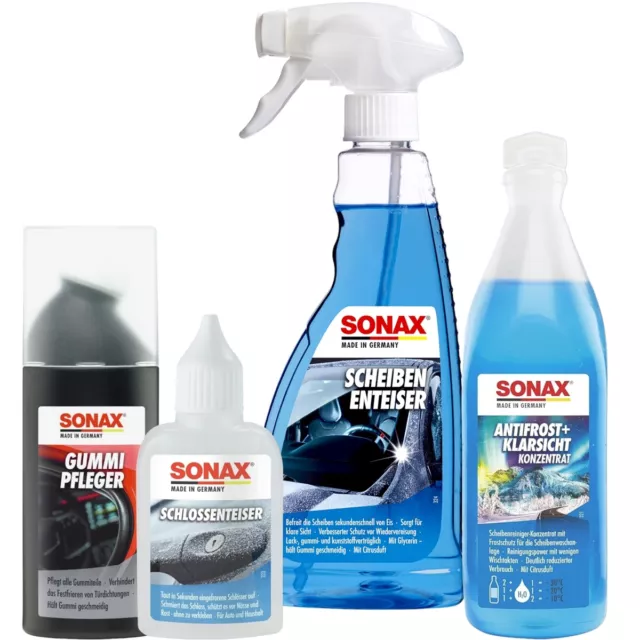 SONAX WinterFitSet,4-teilig Frostschutz,Enteiser & Gummipfleger