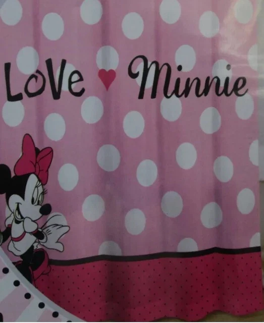 Minnie Mouse Pink Washable Fabric Shower Curtain And Hooks New Vintage