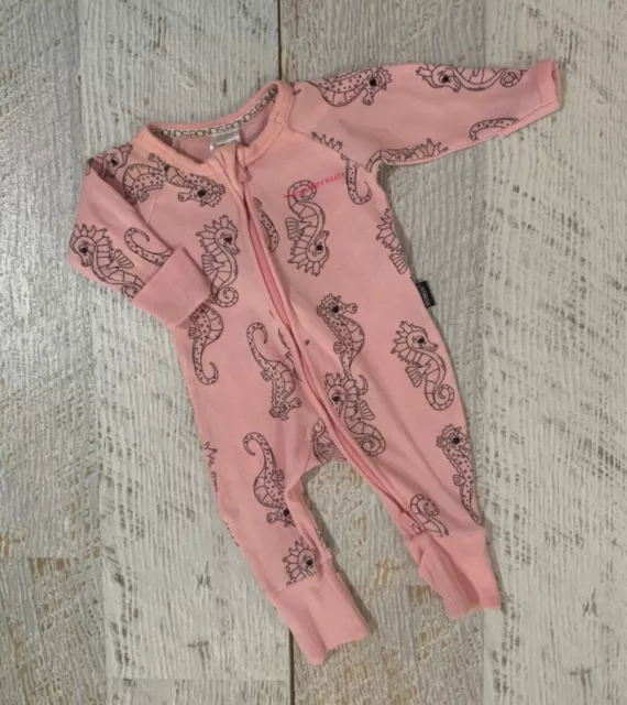 BONDS baby girls Sz newborn zippy wondersuit 0000 seahorse ribbed cotton