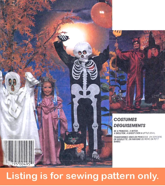 SEWING PATTERN Sew Boy Girl Halloween Costume Skeleton Devil Ghost Toddler 2743