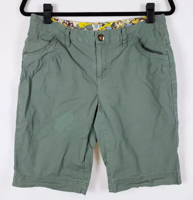 Columbia Bermuda Shorts Womens 8 Green Ripstop Midrise Hiking Cotton-Blend