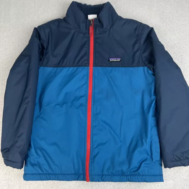 Patagonia Reversible Deep Pile Fleece Jacket Boys/Youth Medium Size 10 Blue