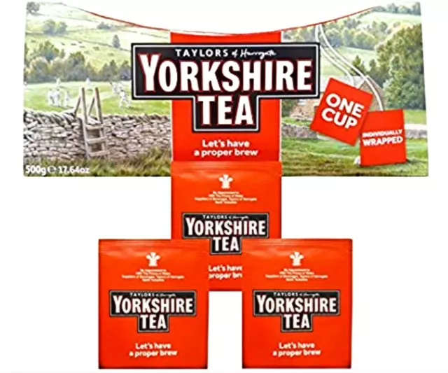 Yorkshire Tea Individually Wrapped Tagged Enveloped One Cup Tea Bags