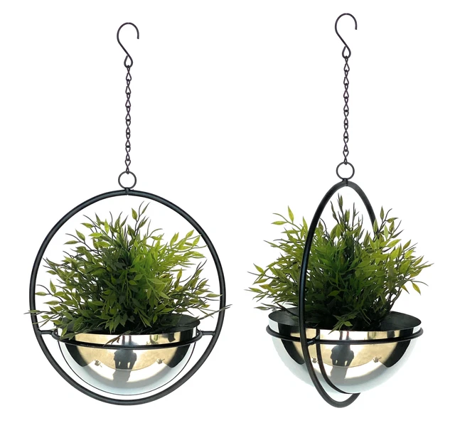 2er Set Blumenampel Innen Metall Wand Hängepflanzen 53 cm 96087 M mit Topf