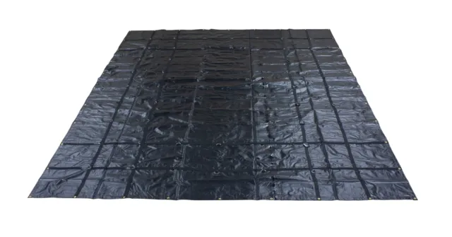 16'x16' Flatbed Truck Waterproof Tarps - 18Oz Vinyl Black Steel Tarp (4' Drop)