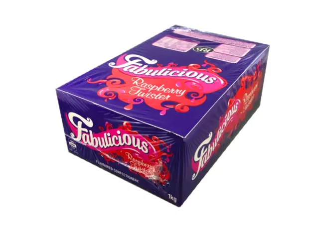 RJs Fabulicious Raspberry Twister 1Kg Box RJs Red Licorice Lollies Wholesale