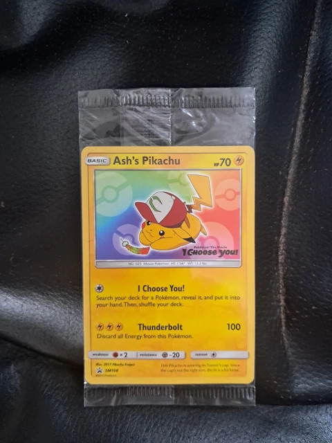 pokemon promo card ash's pikachu sm108 shuffle your deck Pokemon Ash's Pikachu - SM108