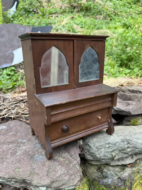 Antique Miniature Empire Mahogany Secretary Chest of Drawers, 19th Century AAFA