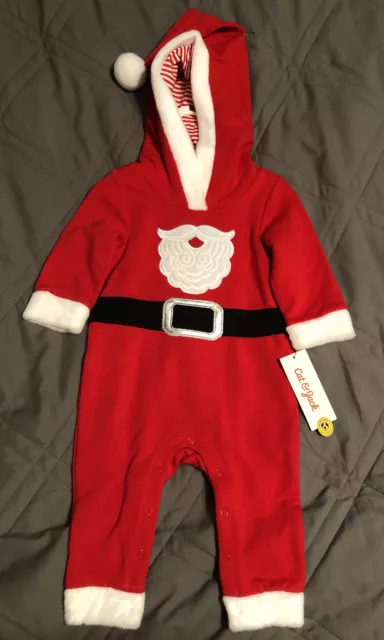 Tenue Père Noël rouge Noël Cat & Jack Baby 1 pièce avec sweat à capuche taille 3-6M NEUF