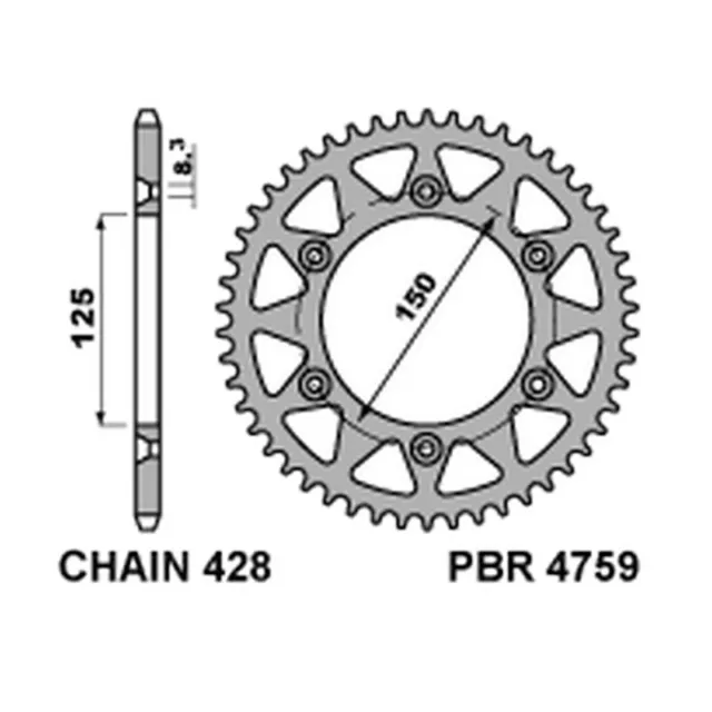 Pbr 4759 Corona Trasmissione Ergal Argento Denti 58 Passo 428 Vent 125 Crm 2019