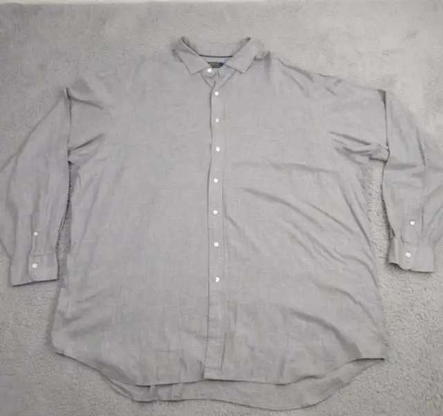 POLO RALPH LAUREN Mens Button Up shirt size 3XLT Tall Gray Long Sleeve ...