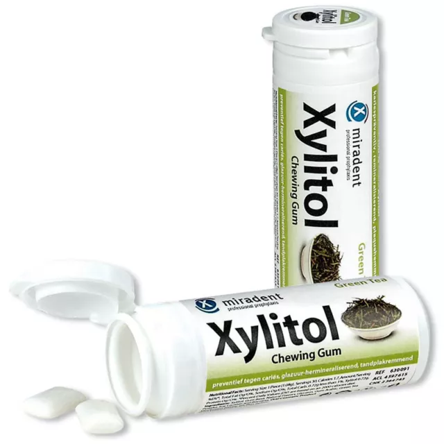 Miradent Xylitol Chewing Gum Kaugummis 30 Stück grüner Tee, 12er Pack (12 x30)