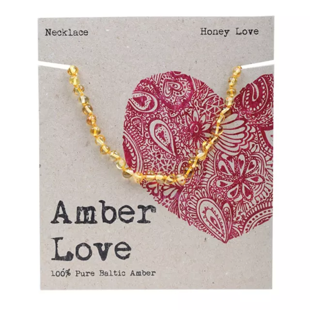 AMBER LOVE Children's Necklace 100% Baltic Amber - Honey Love 33cm