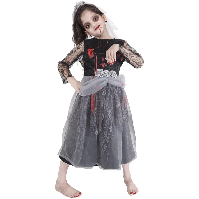 Abito fantasioso Halloween Bambine Sposa Zombie Bambine Costume Sposo Corpo Sanguinato