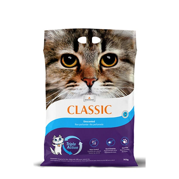 Cama de arena clásica para gatos sin perfume Intersand 15 lb