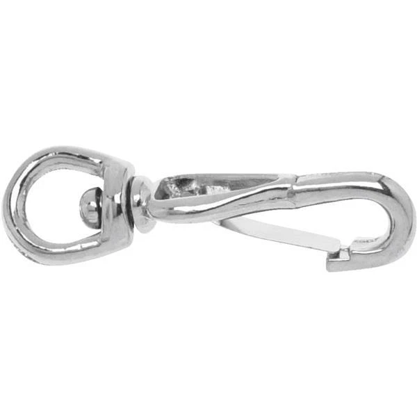 (5)-Nickel Plated 1-7/8" Long Open Swivel 1/4" Eye Chain Spring Snap T7615602