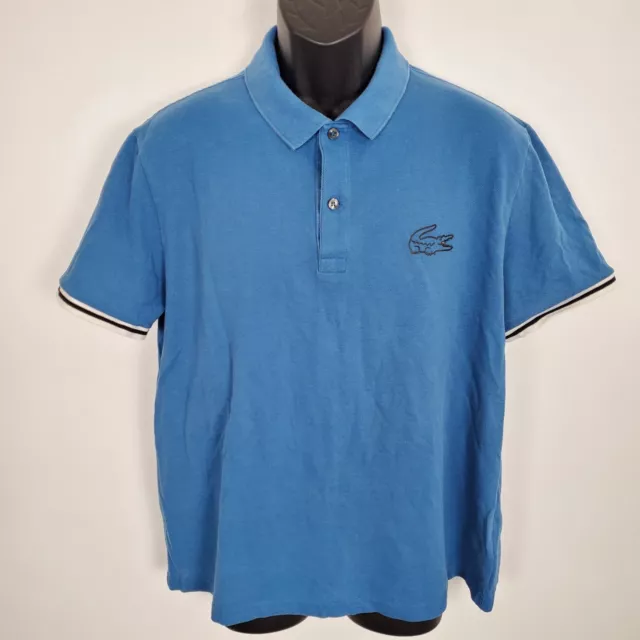 Lacoste Polo Shirt Mens US XL FR 6 Classic Fit Croc Logo Short Sleeve Blue