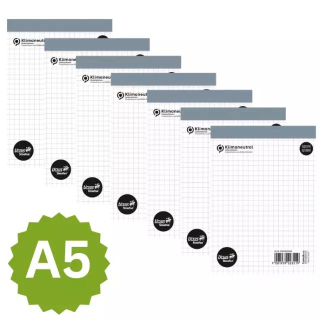 7 x Notizblöcke Notizblock Schreibblock Block kariert 48 Bl. 60g/m² DIN A5