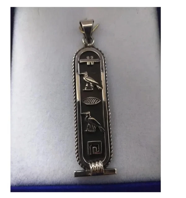 Egyptian cartouche oxidized Sterling silver pendant with your name in Hieoglyphs Egyptian cartouche oxidized Sterling silver pendant with your name in Hieoglyphs