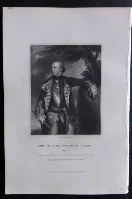 Lodge 1835 Antique Portrait Print. John Manners, Marquis of Granby